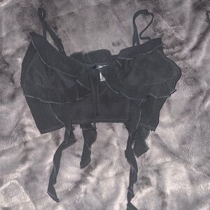 Black Ruffled Crop Top